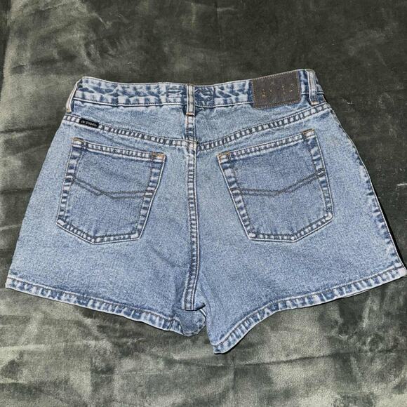 Vintage Unionbay Cut Off Shorts Women 7 Blue Denim Logo Cotton Mid Rise Beach - Picture 2 of 9